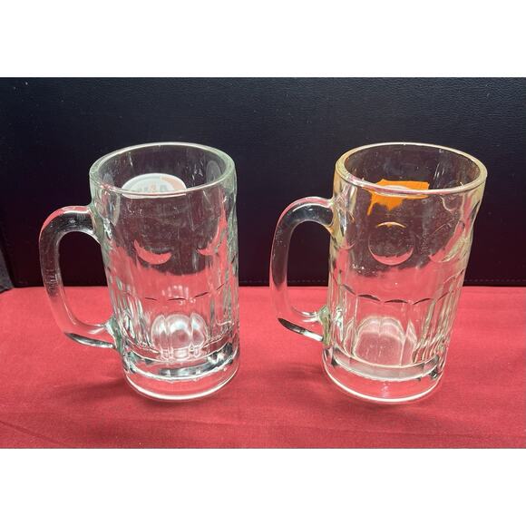 Vintage Set Of 2 A&W Root Beer Soda Mugs 5” Tall Heavy Glass Dimple Sides - Picture 5 of 10
